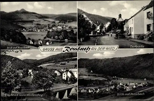 Ak Roßbach Rossbach an der Wied, Panorama, Wiebrücke