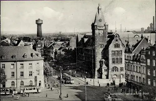 Ak Hamborn Duisburg im Ruhrgebiet, Rathaus, Post