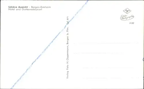 Ak Bergen Enkheim Frankfurt am Main,, Panorama, Spessart, Hotel Schöne Aussicht