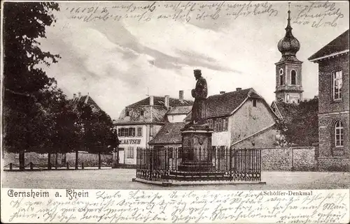 Ak Gernsheim in Hessen, Schöffer Denkmal