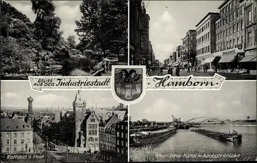 Ak Hamborn Duisburg im Ruhrgebiet, Rathaus, Jubiläumshain, Weseler Straße