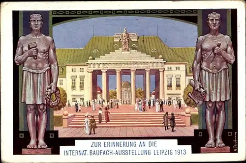 Künstler Ak Leipzig in Sachsen, Internationale Baufachausstellung 1913, Eingang, Reitzenhainer Str.
