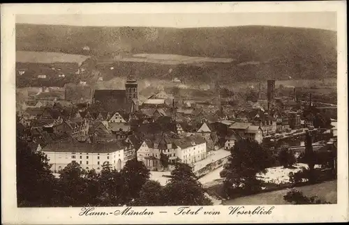 Ak Hann. Münden, Totalansicht vom Weserblick, Fabrik