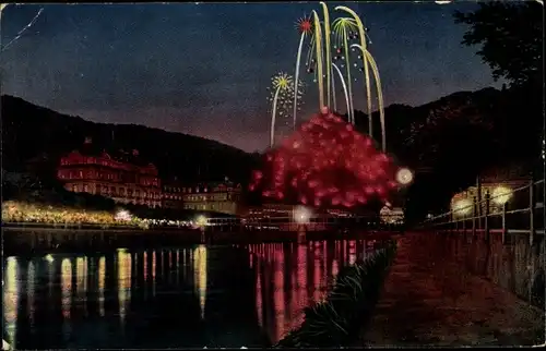 Ak Bad Ems an der Lahn Rheinland Pfalz, Beleuchtung der Bäderley