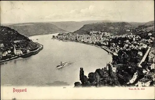 Ak Boppard am Rhein, Fliegeraufnahme vom Ort