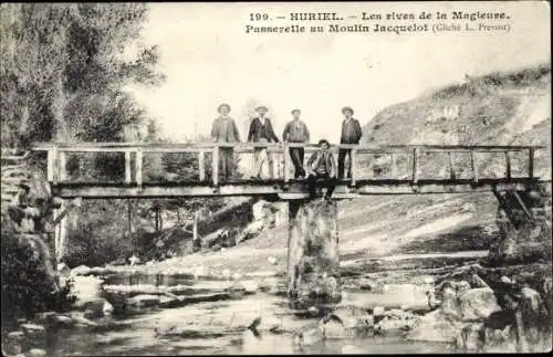 Ak Huriel Allier, Les rives de la Magieure, Passerelle au Moulin Jacquelot