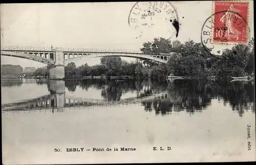 Ak Esbly Seine et Marne, Pont de la Marne