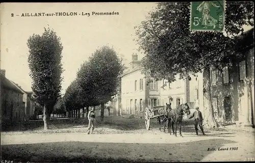 Ak Aillant sur Tholon Yonne, Les Promenades, Kutsche