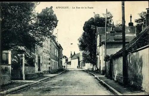 Ak Appoigny Yonne, La Rue de la Poste