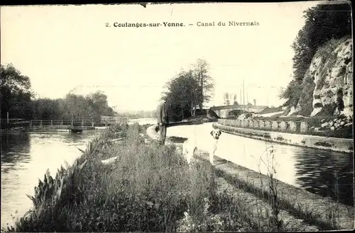 Ak Coulanges sur Yonne, Canal du Nivernais, Hund
