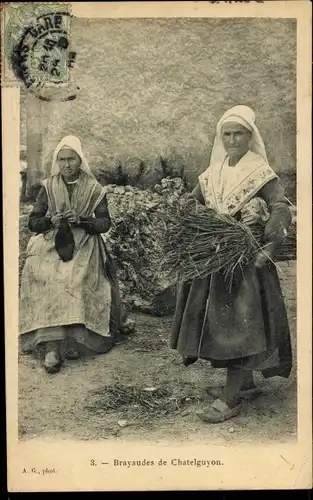 Ak Châtel Guyon Puy de Dôme, Brayaudes, Frauen in Trachten, Auvergne