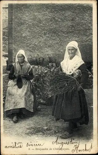 Ak Châtel Guyon Puy de Dôme, Frauen in Trachten, Auvergne, Brayaudes