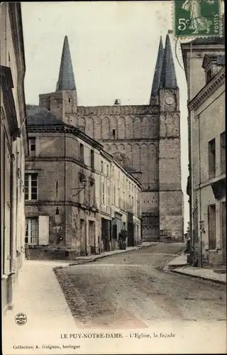 Ak Le Puy Notre Dame Maine et Loire, L'Eglise, facade