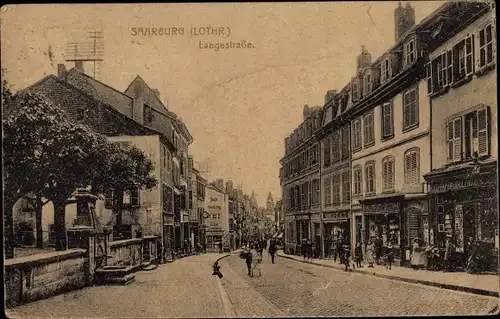 Ak Sarrebourg Saarburg Lothringen Moselle, Langestraße, Geschäfte