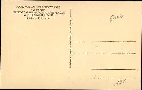 Ak Auerbach Bensheim an der Bergstraße Hessen, Hof Mühltal