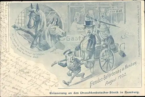Ak Hamburg, Erinnerung an Droschkenkutscher Streik 1902