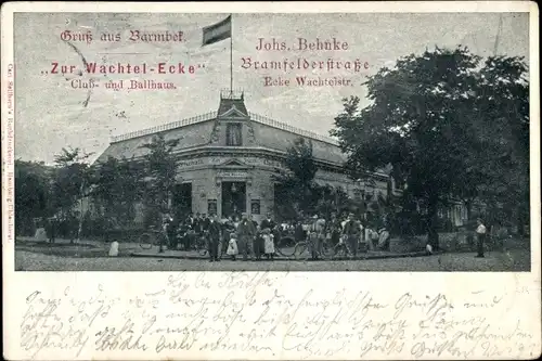 Ak Hamburg Nord Barmbek, Gasthaus Zur Wachtel Ecke, Johs. Behnke, Bramfelderstraße