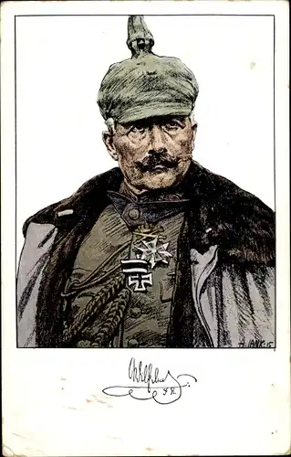 Künstler Ak Jank, Angelo, Porträt Kaiser Wilhelm II. in Felduniform