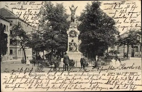 Ak Heilbronn Baden Württemberg, Allee mit Kaiser Wilhelm Denkmal