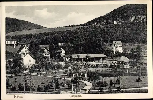 Ak Hirsau Calw in Baden Württemberg, Blick auf die Kuranlagen, Wald, Berge