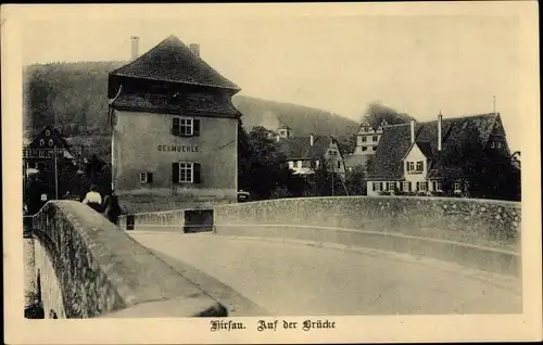 Ak Hirsau Calw in Baden Württemberg, Auf der Brücke, Oelmuehle