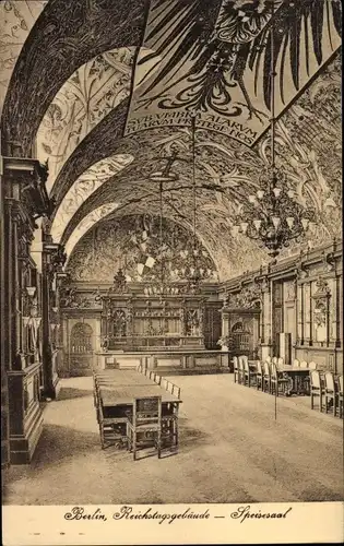 Ak Berlin Tiergarten, Speisesaal im Reichstagsgebäude