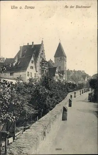 Ak Ulm an der Donau, Partie an der Stadtmauer
