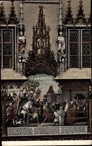 Ak Ulm an der Donau Baden Württemberg, Gemälde am Rathaus