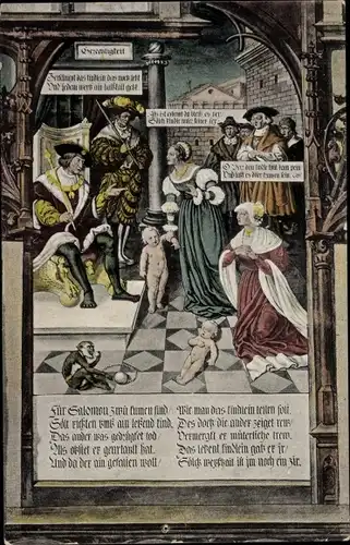 Ak Ulm an der Donau Baden Württemberg, Gemälde am Rathaus