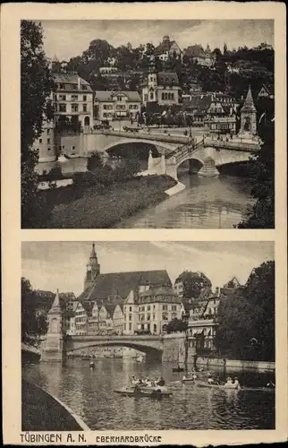 Ak Tübingen am Neckar, Eberhardbrücke, Ruderboote