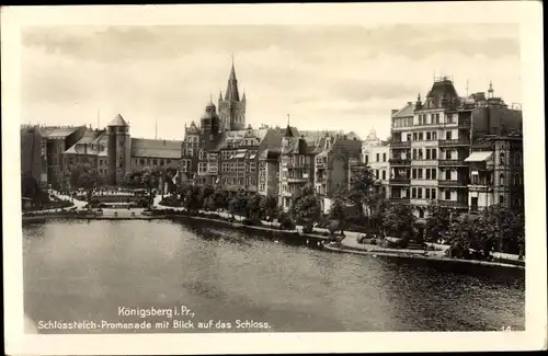 Ak Kaliningrad Königsberg Ostpreußen, Schloss, Schlossteich Promenade