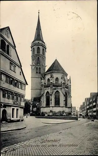 Ak Schorndorf in Württemberg, Stadtkirche, untere Hauptstraße