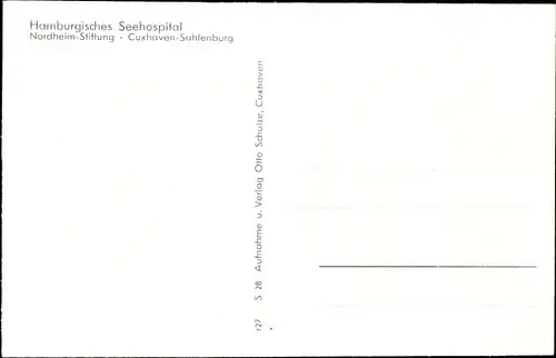 Ak Sahlenburg Cuxhaven in Niedersachsen, Hamburgisches Seehospital, Nordheim Stiftung