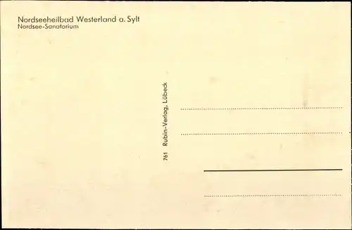 Ak Westerland auf Sylt, Nordsee Sanatorium