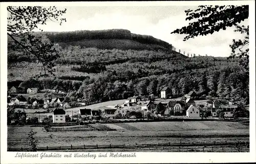 Ak Glashütte Schieder Schwalenberg im Kreis Lippe, Blick zum Ort mit Winterberg und Melchersruh