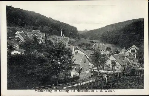 Ak Mühlenberg Holzminden an der Weser, Totalansicht der Ortschaft