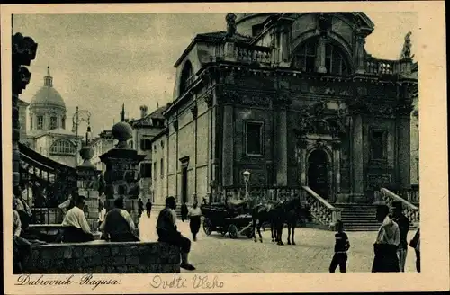 Ak Ragusa Dubrovnik Kroatien, Sveti Vlaho, Kirche des Heiligen Blasius, Kutsche