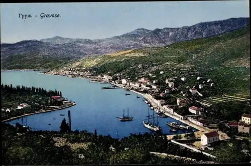 Ak Gruž Gravosa Dubrovnik Kroatien, Panorama