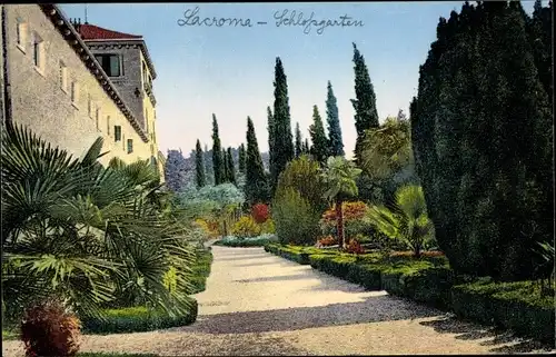 Ak Dubrovnik Kroatien, Jardin a Lokrum, Lacroma, Schlossgarten