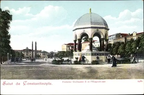 Ak Konstantinopel Istanbul Türkei, Fontaine Guillaume II et l'Hippodrome