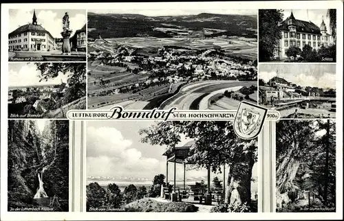 Ak Bonndorf, Lothenbach Klamm, Lindenbuck, Schlucht, Schloss, Wappen