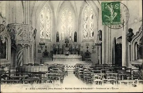 Ak Aixe sur Vienne Haute Vienne, Notre Dame d'Arliquet, Interieur de l'Eglise