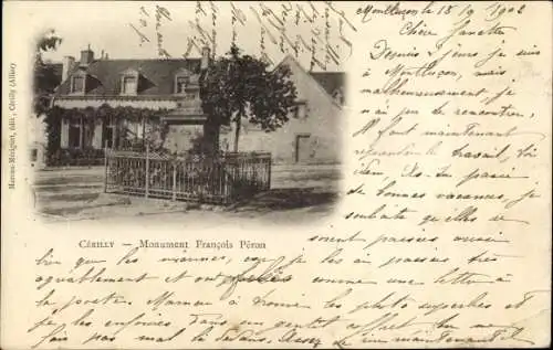 Ak Cérilly Allier, Monument Francois Peron