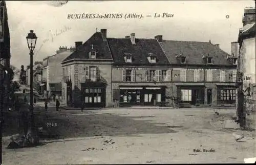 Ak Buxières les Mines Allier, La Place, Hotel Soleil