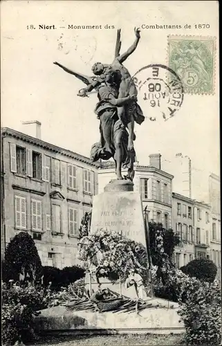 Ak Niort Deux Sèvres, Monument des Combattants de 1870