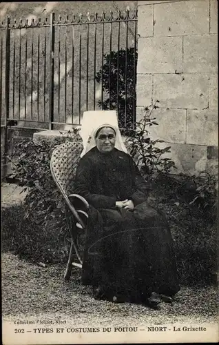 Ak Niort Deux Sèvres, La Grisette, Portrait d´une Femme en Costume Traditionel