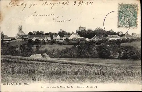 Ak Blandy les Tours Seine et Marne, Cote de Moisenay, Blick auf den Ort