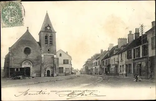 Ak Ozoir la Ferrière Seine et Marne, Place de l'Eglise