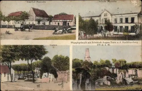 Ak Noßwitz Rochlitz an der Mulde, Gasthof, Schule, Friedrich August Turm