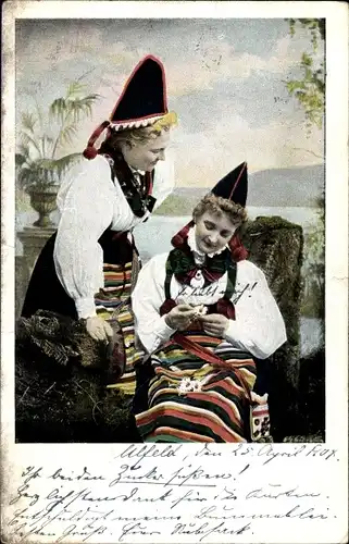 Ak Schweden, Zwei Frauen in schwedischen Trachten